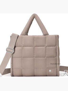 Quilted Puffer Crossbody Bag Nylon Tote Weekender Overnight Shoulder Handbag